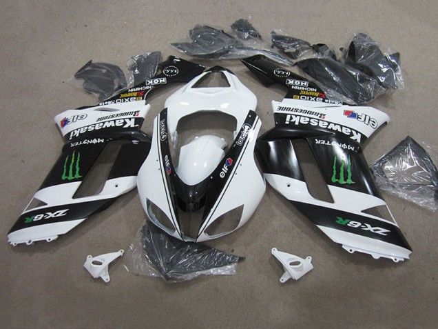 07-08 Black White Monster ZX6R Motorcycle Fairings 07-08 Black White Monster ZX6R Motorcycle Fairings