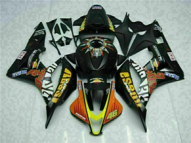 07-08 Black Yellow Repsol 46 CBR600RR Motorcycle Fairings 07-08 Black Yellow Repsol 46 CBR600RR Motorcycle Fairings