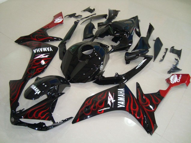 07-08 Glossy Black Flame YZF R1 Motorcycle Fairings 07-08 Glossy Black Flame YZF R1 Motorcycle Fairings