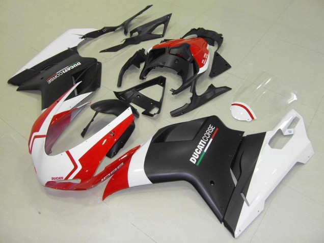07-14 Matte Black White Red Ducati 848 1098 1198 Motorcycle Fairings 07-14 Matte Black White Red Ducati 848 1098 1198 Motorcycle Fairings