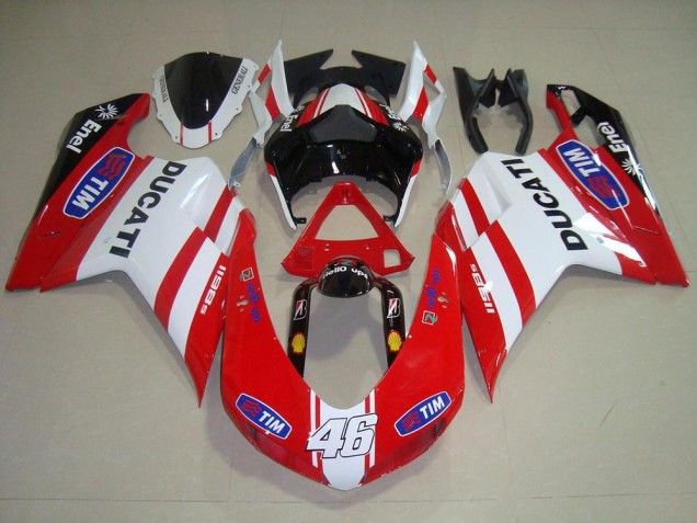 07-14 Red White 46 Ducati 848 1098 1198 Motorcycle Fairings 07-14 Red White 46 Ducati 848 1098 1198 Motorcycle Fairings