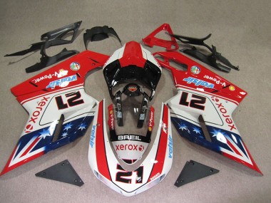07-14 Red White Breil Xerox 21 Ducati 1098 Motorcycle Fairings