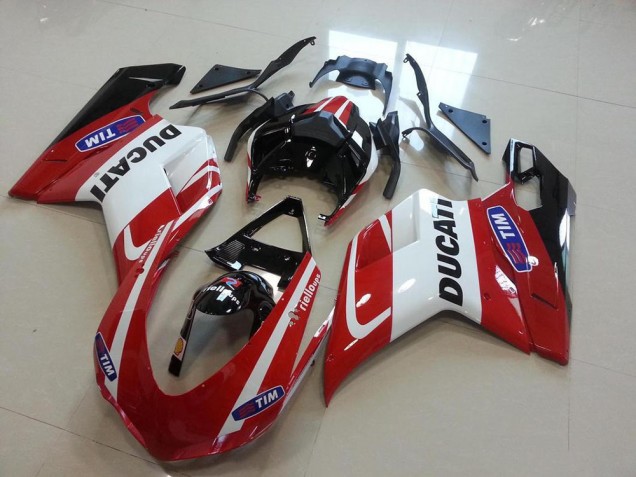 07-14 Red White Ducati 848 1098 1198 Motorcycle Fairings