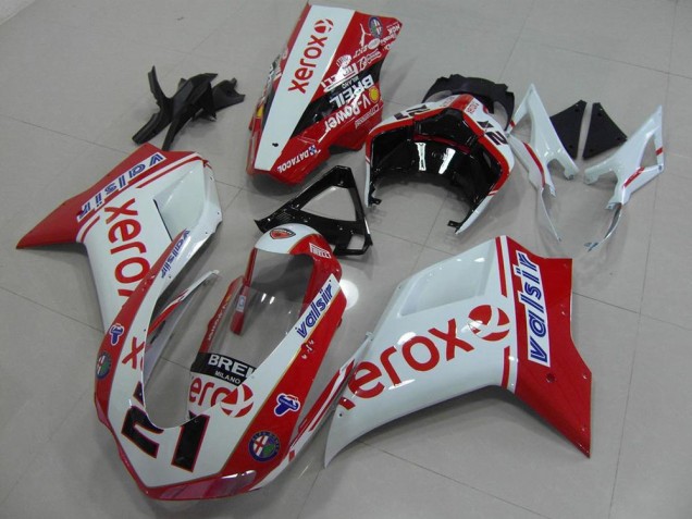 07-14 White Red Xerox Ducati 848 1098 1198 Motorcycle Fairing 07-14 White Red Xerox Ducati 848 1098 1198 Motorcycle Fairing