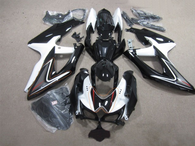 08-10 Black White GSXR 600 Motorcycle Fairing 08-10 Black White GSXR 600 Motorcycle Fairing