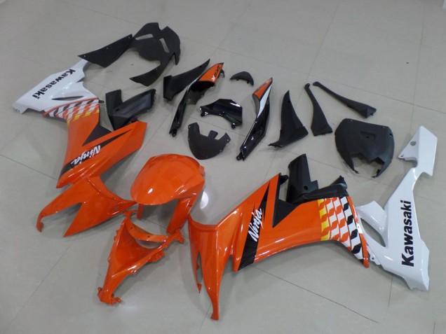08-10 Orange and White ZX10R Motorcycle Fairings 08-10 Orange and White ZX10R Motorcycle Fairings