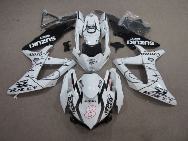 08-10 White Black Corona Extra Motul 8 GSXR 600 Motorcycle Fairings 08-10 White Black Corona Extra Motul 8 GSXR 600 Motorcycle Fairings