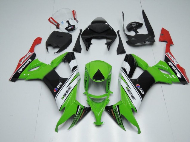 08-10 White Black and Green ZX10R Motorcycle Fairings 08-10 White Black and Green ZX10R Motorcycle Fairings