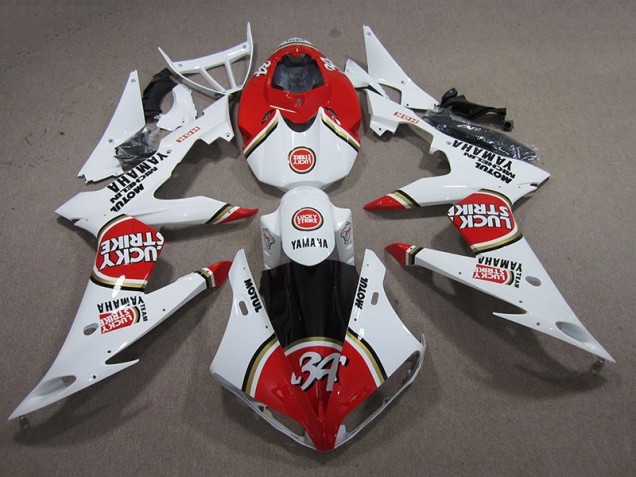 08-16 Red White Lucky Strike YZF R6 Motorcycle Fairings 08-16 Red White Lucky Strike YZF R6 Motorcycle Fairings