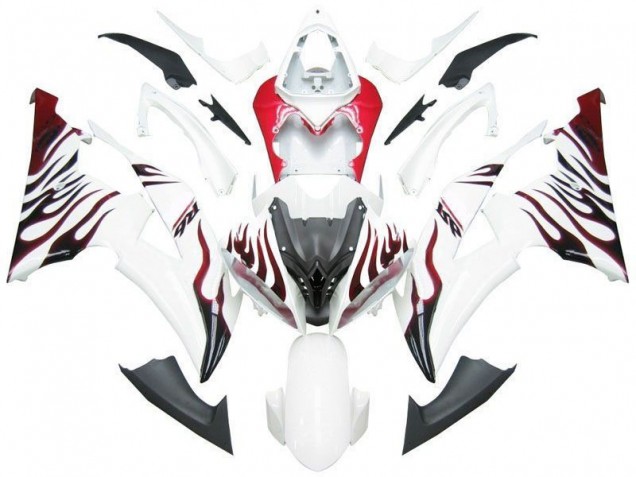 08-16 White Red Flame R6 YZF R6 Motorcycle Fairings 08-16 White Red Flame R6 YZF R6 Motorcycle Fairings