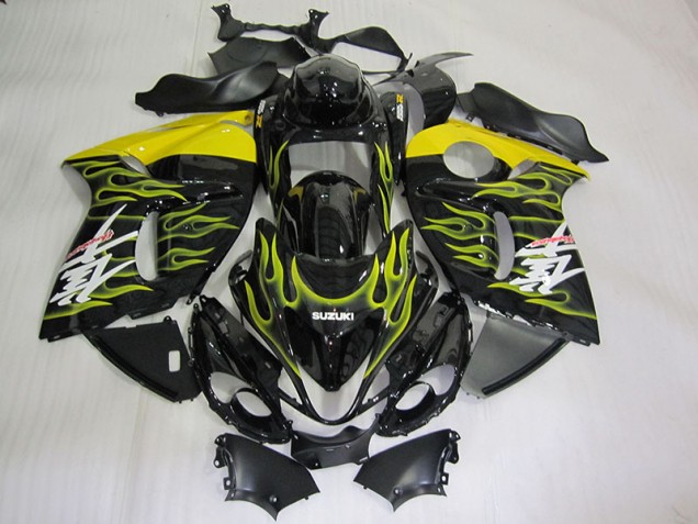 08-19 Black Yellow Flame GSXR 1300 Hayabusa Motorcycle Fairings