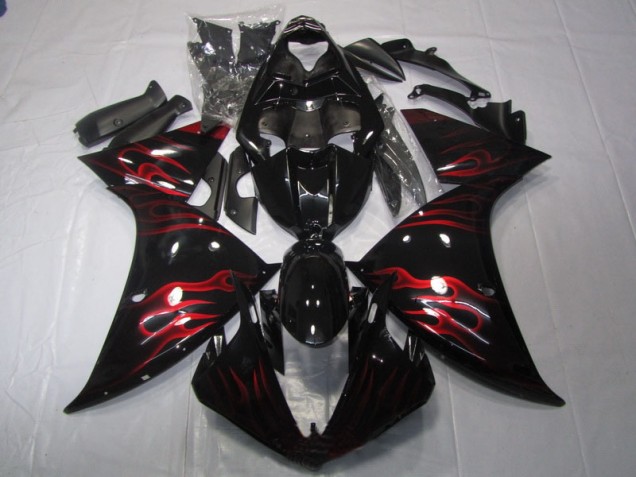 09-11 Black Red Flame YZF R1 Motorcycle Fairings 09-11 Black Red Flame YZF R1 Motorcycle Fairings