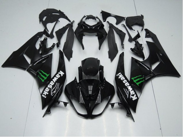 09-12 Black with Monster ZX6R Motorcycle Fairings 09-12 Black with Monster ZX6R Motorcycle Fairings