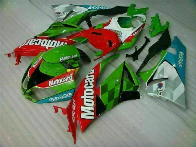 09-12 Red Green Motocard ZX6R Motorcycle Fairings