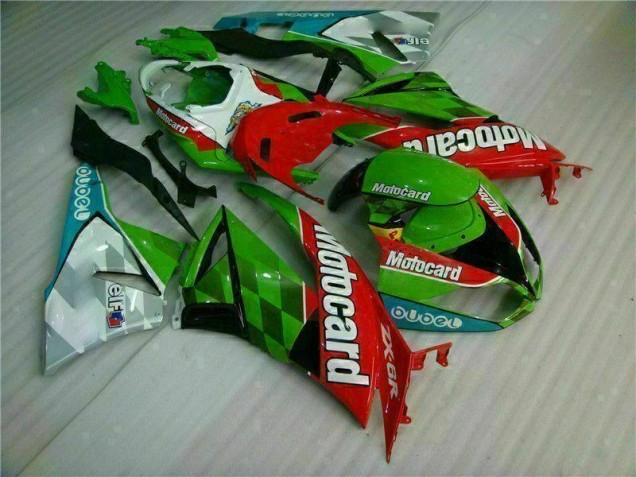 09-12 Red Green Motocard ZX6R Motorcycle Fairings