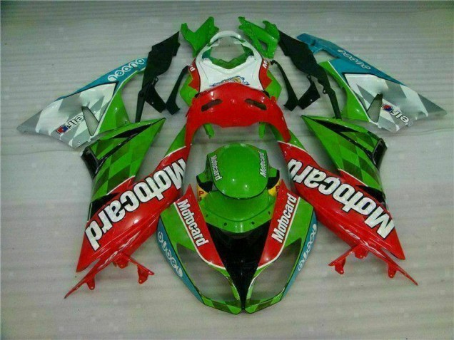 09-12 Red Green Motocard ZX6R Motorcycle Fairings