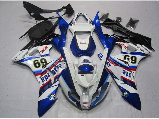 09-14 White Blue Sterilgarda 69 S1000RR Motorcycle Fairings
