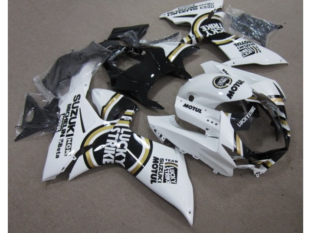 11-21 White Lucky Strike Black Motul GSXR 600 Motorcycle Fairing 11-21 White Lucky Strike Black Motul GSXR 600 Motorcycle Fairing