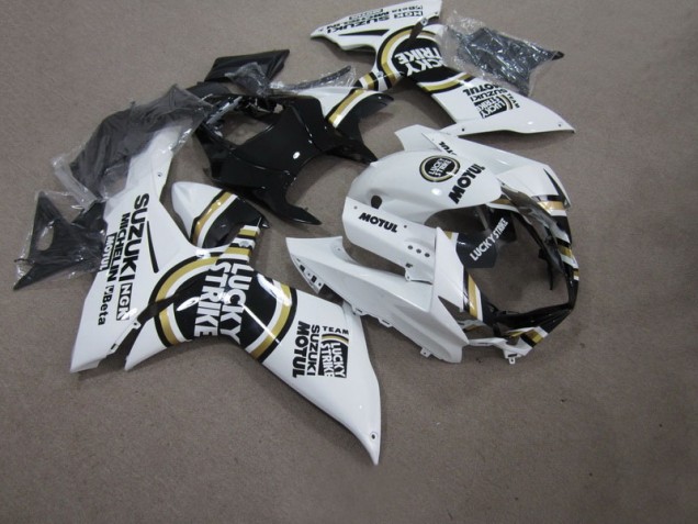 11-21 White Lucky Strike Black Motul GSXR 750 Motorcycle Fairings 11-21 White Lucky Strike Black Motul GSXR 750 Motorcycle Fairings