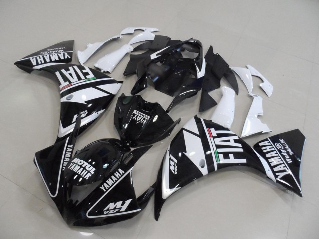 12-14 Black White Fiat YZF R1 Motorcycle Fairing 12-14 Black White Fiat YZF R1 Motorcycle Fairing
