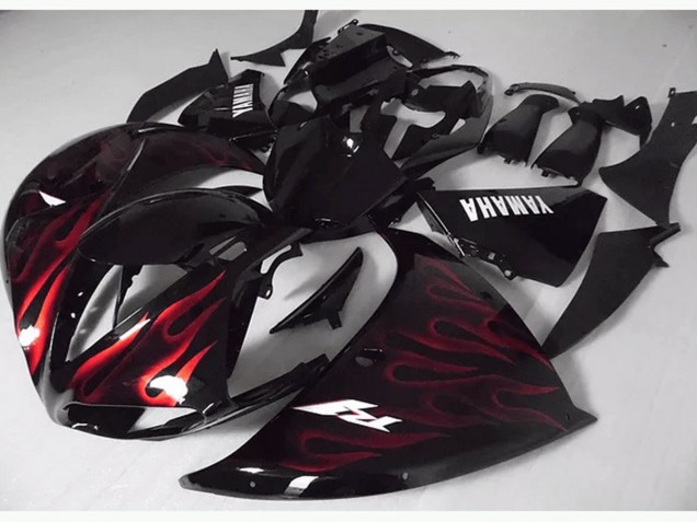 12-14 Red Black Flame YZF R1 Motorcycle Fairings 12-14 Red Black Flame YZF R1 Motorcycle Fairings
