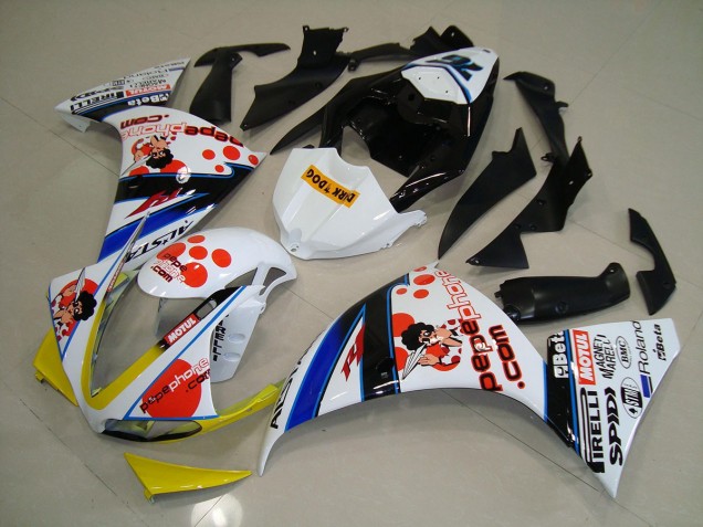 12-14 White Black Pepe Phone YZF R1 Motorcycle Fairings