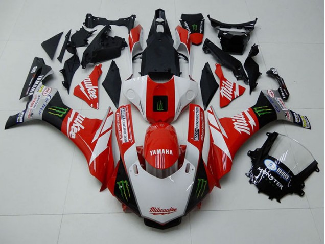 15-19 Red White Monster YZF R1 Motorcycle Fairings 15-19 Red White Monster YZF R1 Motorcycle Fairings