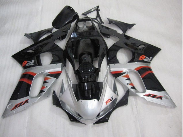 98-02 Black Silver YZF R6 Motorcycle Fairing 98-02 Black Silver YZF R6 Motorcycle Fairing