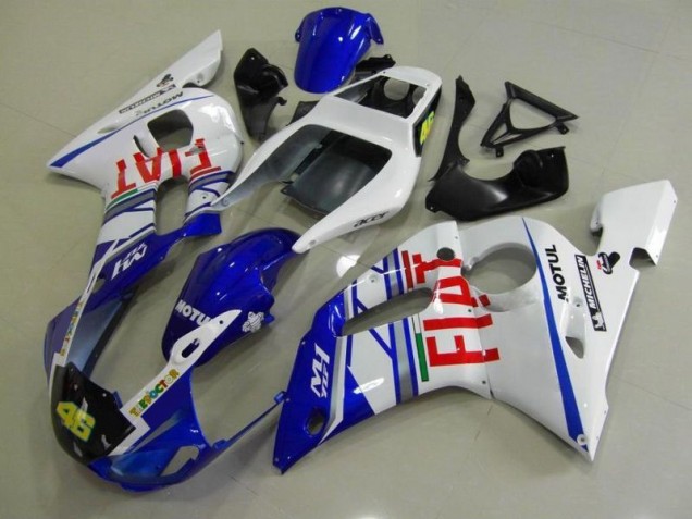 98-02 Blue White Fiat YZF R6 Motorcycle Fairings 98-02 Blue White Fiat YZF R6 Motorcycle Fairings